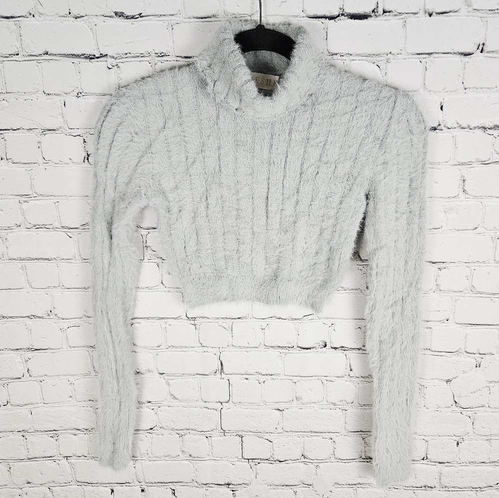MESHKI | Tessa long sleeve turtle neck cropped fitted sweater